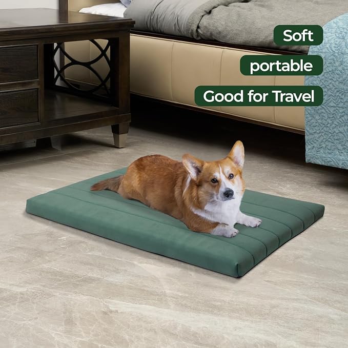 BALANCE Dog Crate Bed, Orthopedic Dog Bed Pad with Waterproof Liner, Washable Crate Foam Pet Mat for Large, Medium, Puppy Dogs Breeds, Mint Leaf, 36“x23”x1.6“ - Image 4