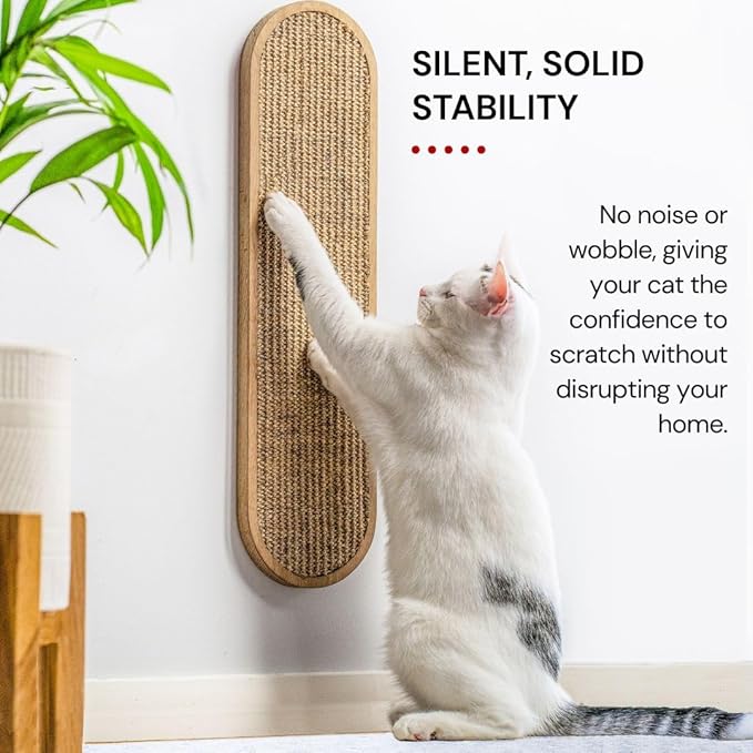7 Ruby Road Cat Wall Scratcher, Indoor Sisal Scratch Pad Board | Aesthetic Cat Scratcher, Wall-Mount or Floor Use, Solid Rubberwood Frame, Helps Protect Furniture - Image 5