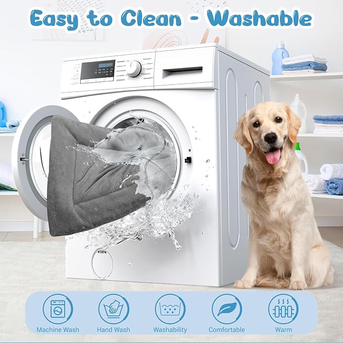 Dog Crate Pad Washable, Plush 42 x 28 Inch Anti-Slip Kennel Mat for Medium & Large Dogs, Fits Wire or Metal Crates, Travel, Home & Training Use, Dark Grey - Image 4