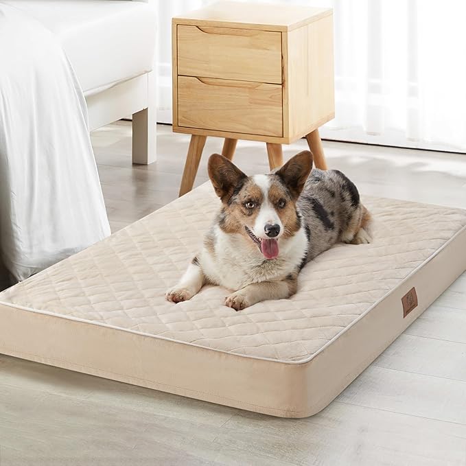 WNPETHOME Orthopedic Waterproof XL Dog Bed for Crate Cozy Sleep | Extra Large Washable Dogs Bed with Removable Cover, Multi-Needle Quilting Dogs XL Crate Bed for Relax , Beige 41x27 Inch by WNPETHOMEPETSHOME