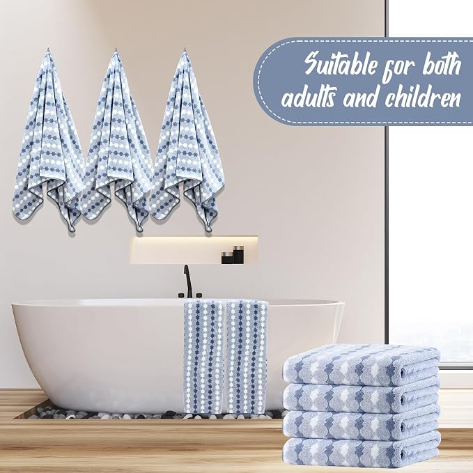 SmoothNovelty 16 Pack Microfiber Bath Towels Bulk 27'' x 60'' Oversized Size Bath Towel Highly Absorbent Extra Large Soft Drying for Beach Shower Summer Salon Sport Gym Party (Cone,Blue) - Image 6