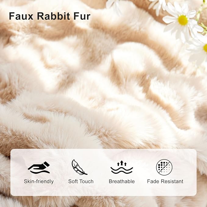 Soft Warm Light Tan Plush Sofa Cover Premium Faux Fur Couch Cover | Solid Non Slip Fluffy Sofa Slipcovers Washable Furniture Protector for Kids, Dogs, L Shaped Sofas, Large, 71''x118'' - Image 4