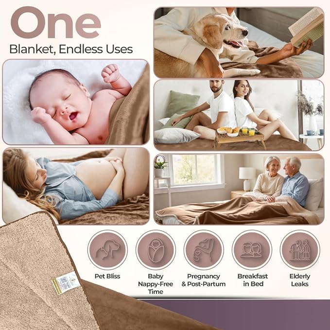 Sacred Weapon Waterproof Blanket Queen Twin Size - Soft Plush Sherpa Fleece Cozy Warm Throw Blanket for Couch Bed, Comfy Sofa Cover Gift, Water Proof Splash Stain Mattress Protector, Beige Tan 50x80 - Image 6