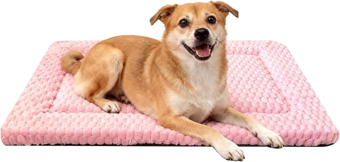 Dog Bed Mat, Reversible Dog Crate Pad - Washable Kennel Mat with Soft Support Foam, Flat Kennel Pad for Dogs & Cats, Double Pet Bed Perfect for Cage (Pink, 30" L x 20" W x 1.5" Th) by FogkissComfyPawsHome