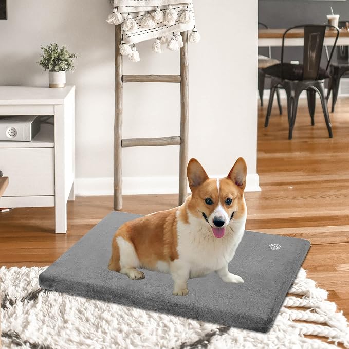 EMPSIGN Dog Bed Mat Crate Pad Mattress, Ultra Soft Pet Kennel, Grey, M | Reversible(Cool & Warm), Waterproof Linings, Removable Machine Washable Cover, for 30" Dog Crate, Firm Support - Image 6