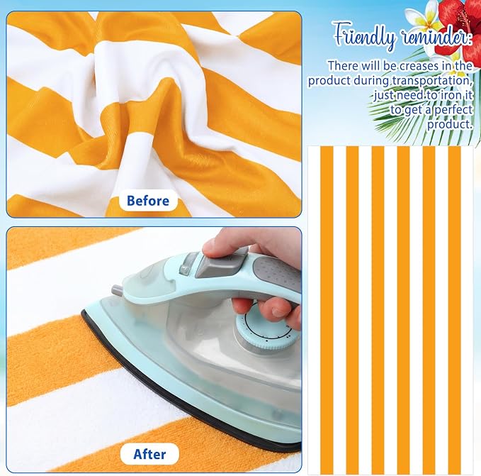 EBOOT 10 Pack Oversized Beach Towel Set Extra Large Pool Towels Microfiber Quick Dry Swim Blanket for Adult Women Men Face Hand Body Bath Travel Pool(Bright Color,31 x 63 Inch,Cabana Stripe) - Image 4