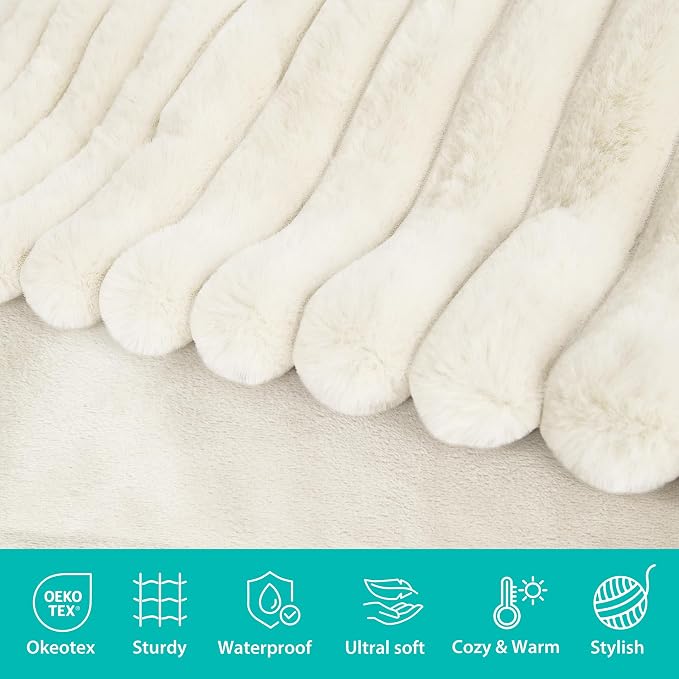 Waterproof Pet Blanket for Large Dogs & Cats - Reversible Calming Plush, Washable Furniture Cover for Couch, Bed, Car Seat, Blocks Leaks, Stains & Pet Fur (Cream, 30"x40") - Image 2