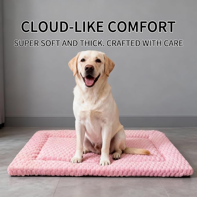 Dog Bed Mat, Reversible Dog Crate Pad - Washable Kennel Mat with Soft Support Foam, Flat Kennel Pad for Dogs & Cats, Double Pet Bed Perfect for Cage (Pink, 35" L x 23" W x 0.8" Th) - Image 4
