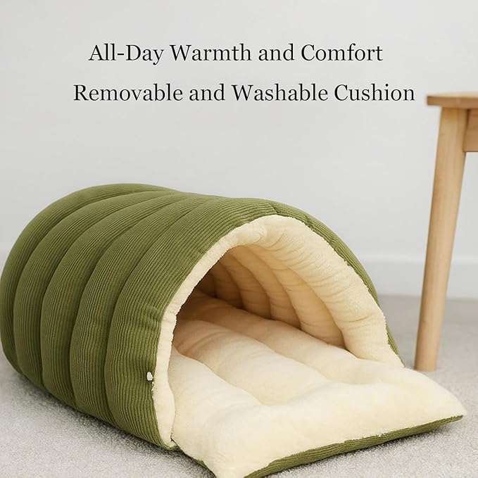 Removable and Washable Winter Closed-Off Cat Bed, Warm Cozy Comfort Pet Cave for Cats & Kittens, Machine-Washable Removable Cushion, Non-Slip Base - Image 2