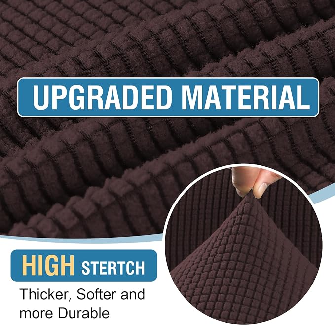 H.VERSAILTEX Sectional Couch Covers 8 Pieces Stretch Sofa Covers for Sectional Sofa Set Separate L Shaped Couch Cover for Both Left/Right Couch (Seat and Back: 1 Chaise + 3 Sofa, Chocolate) - Image 4