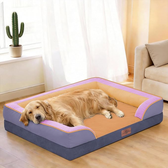 Comfort Expression Orthopedic Dog Beds for Large Sized Dog with Bolster | Waterproof Dog Couch Bed with Washable Cover & Non-Slip Bottom, Supportive Egg Crate Foam Large Pet Bed, 36x27 Inch - Image 2