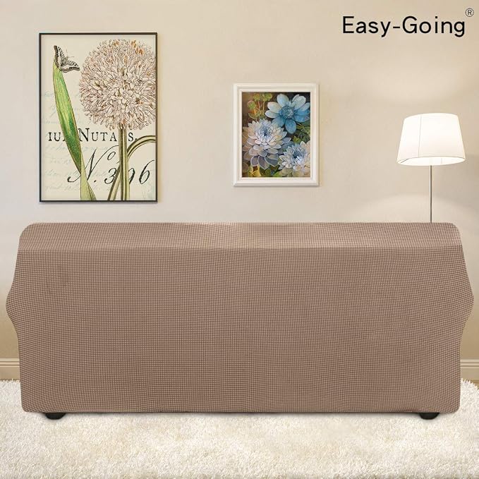 Easy-Going Stretch 4 Seater Oversized Sofa Couch Cover Camel | 1-Piece Extra X-large Sofa Cover Furniture Protector Couch Soft with Bottom for Kids, Spandex Jacquard - Image 3