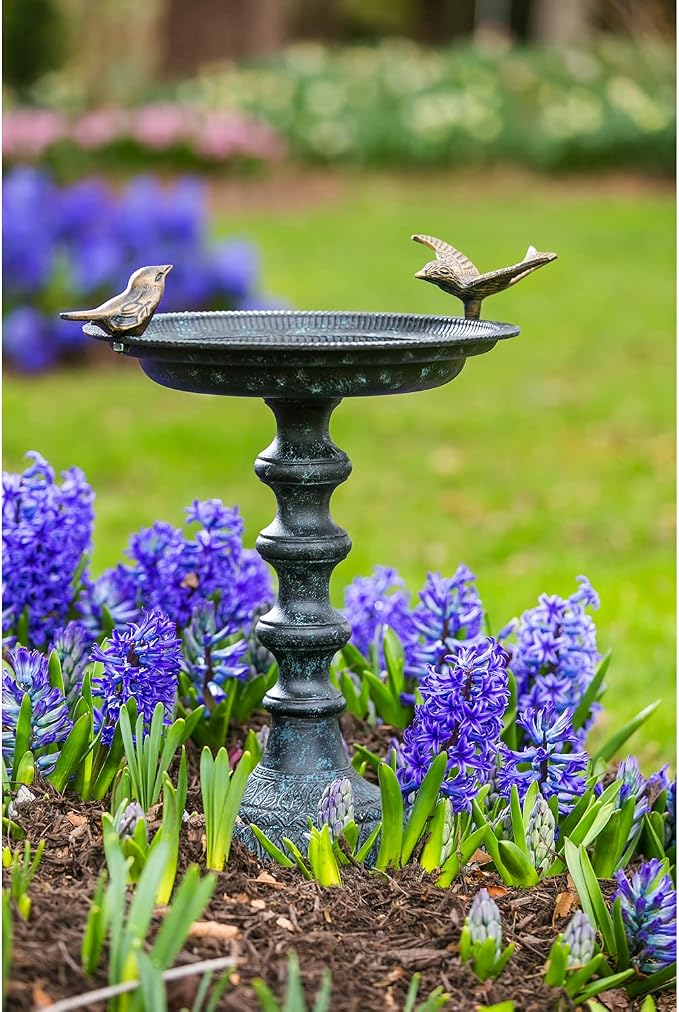 Evergreen Garden Hummingbird Bird Baths for Outdoors Heavy Duty | Metal Bird Bath Bowl with Stand | Ground Standing Bird Bath and Feeder for Garden Yard Deck - Image 2