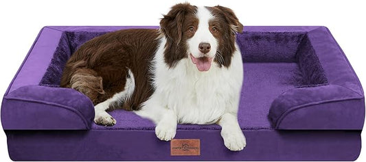 Comfort Expression Orthopedic Dog Beds for Large Sized Dog with Bolster | Waterproof Dog Couch Bed with Washable Cover & Non-Slip Bottom, Supportive Egg Crate Foam Large Pet Bed, 36x27 Inch by ComfortExpression
