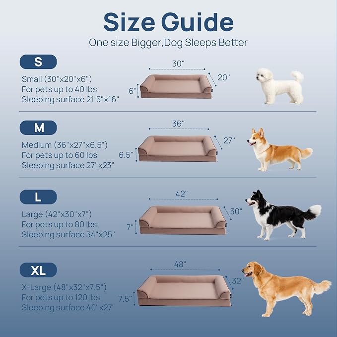 Cooling Dog Bed for Medium Dogs with Bolsters,Q-Max>0.45 Orthopedic Cool Pet Sofa Beds with Breathable Egg Crate Foam, Removable Washable Cover,Dusty Rose - Image 5
