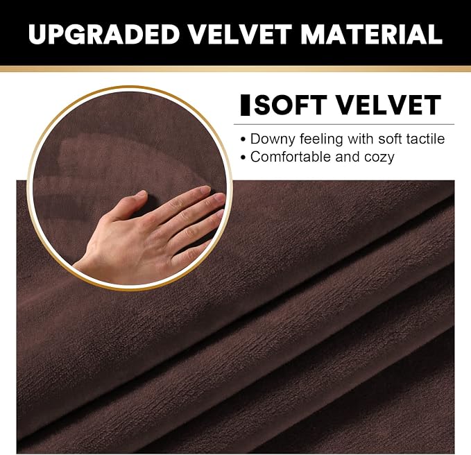 PrinceDeco Sectional Couch Covers 3 Pieces Velvet Sofa Covers L Shape Soft Couch Covers for Sectional Sofa Corner Sofa Cover Couch Cover for Dogs Washable (2 Seater + 1 Chaise,Brown) - Image 4
