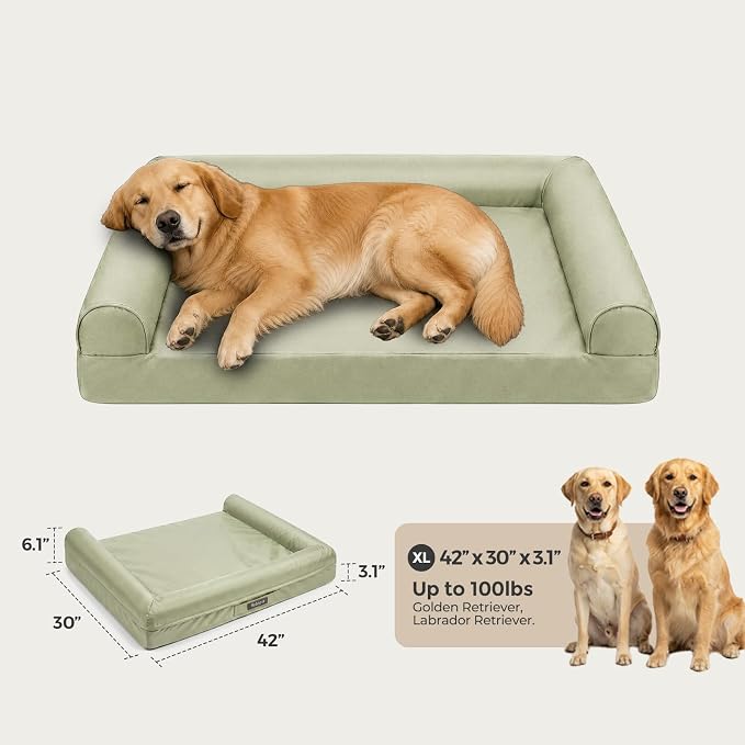 Sytopia 42 Inch Outdoor Waterproof Dog Bed for Extra Large Dogs, Washable Jacket-Grade Shell with Egg Crate Foam, Orthopedic Durable Bed for Patio, Deck, Ideal for Indoor Outdoor Use, Green - Image 5