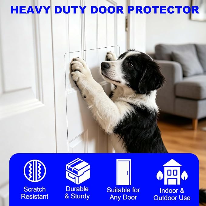 KEBE Door Scratch Protector, Large 36" x 24" & 0.8mm Thick Heavy Duty Anti-Scratch Shield, Clear Door Guard with Strong Removable Adhesive, Easy-to-Install Dog Cat Scratch Guard for Indoors Outdoors - Image 7