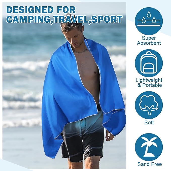 Oudain 4 Sets Quick Dry Towels 8 Pcs Drying 2 Sizes Microfiber Travel Towel for Camping Beach Hiking Yoga Swim Camping Gym and Travel with Mesh Bag - Image 5