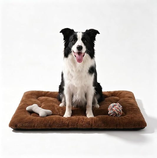Dog Bed 36" for Metal Crate Pad,Washable Sleeping Mat for Medium/Large Pets | Soft faux rabbit fur, non-slip,machine wash/dry, plush cushioning, for crates, floors & travel, multiple sizes for all breeds by Poimerk