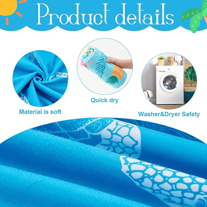 Peryiter 6 Pcs Oversized Microfiber Beach Towels Sand Free Quick Dry Large Pool Towels Absorbent Camping Travel Blanket Set for Women Men Bath Beach(Tropical, 28 x 59 Inch, Colorful) - Image 4