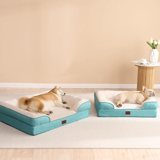 EHEYCIGA Orthopedic Small Dog Bed, Waterproof Memory Foam Washable Pet Beds | Non-Slip Bottom and Egg-Crate Foam Medium Pet Couch Bed with Washable Removable Cover, Turquoise Blue - Image 8