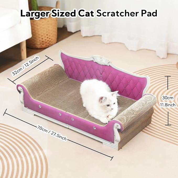 Cat Sofa Shape Scratch Pad for Large Medium Small Indoor Cats,Larger-Sized Recyclable Reversible Cardboard Cat Couch for Resting Claw Grinding and Playing - Image 2