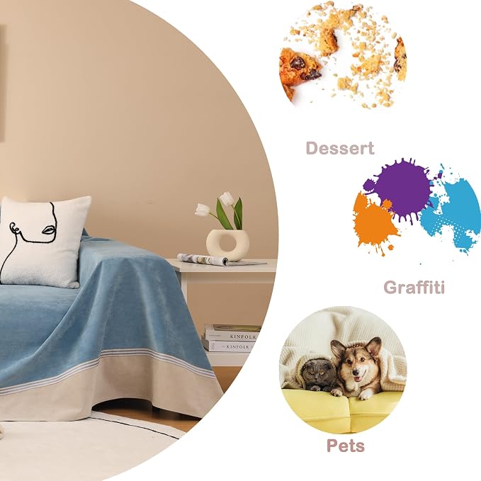Waterproof Sofa Cover for Pets, Blue Couch Covers for Sectional Sofa, Simple Style Sofa Covers for 3 Cushion Couch, Waterproof, Durable and Washable, XXL 79" x 134" - Image 4