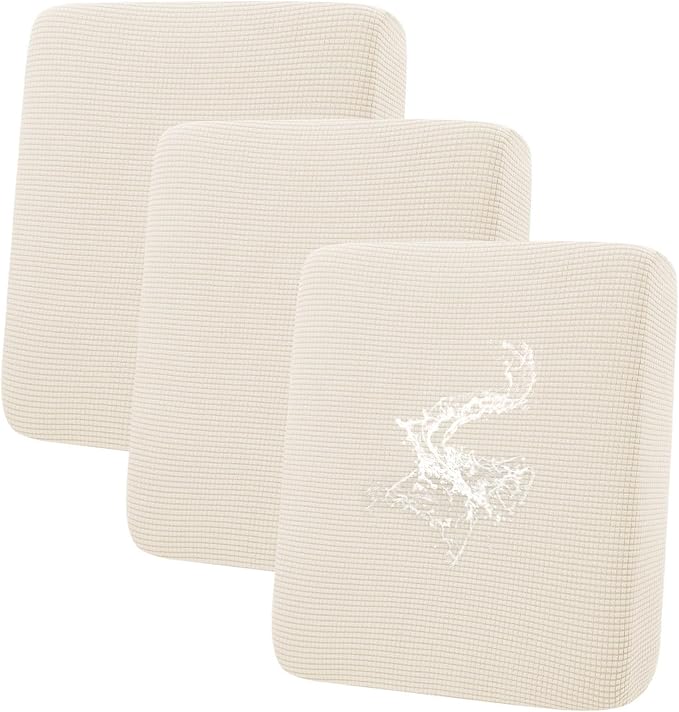 hyha Waterproof Couch Cushion Covers for Pets, Non Slip Sofa Seat Cover | Stretch Jacquard Fabric, Elastic Bottom, Non Slip Fit, Waterproof Protection, Pet Hair Protection (3 Pieces) by hyha
