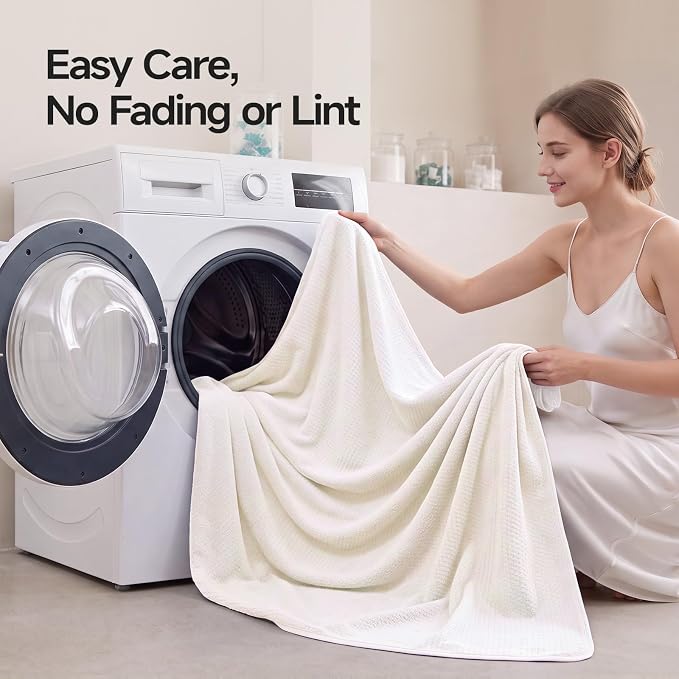 ecolook Microfiber Large Bath Towel Set of 6, Soft & Highly Absorbent,Beige | 2 Oversized Bath Towels (35"x70"), 2 Hand & 2 Washcloths | Quick Dry, Low Lint Towels for Bathroom, Spa, Gym, Hotel & Travel - Image 9
