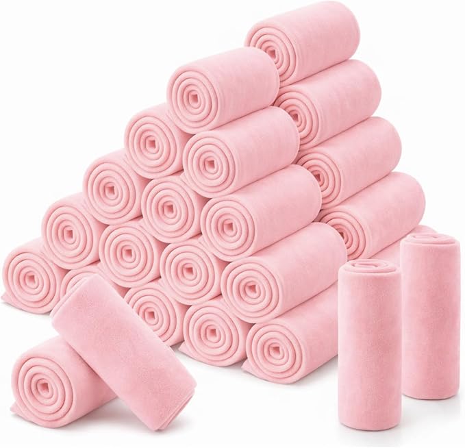 Newwiee 48 Pcs Bulk Fleece Throw Blankets 50'' x 60'' Oeko-tex Standard 100 Certified for Outdoor Wedding Guest Blankets Donation Homeless Sleepover Lap Pet Sofa, All Seasons Use (Rose Pink) by Newwiee