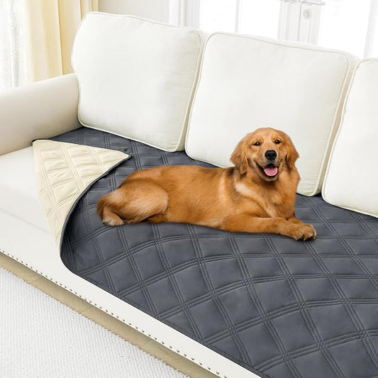 Smiry Waterproof Dog Bed Cover, Reversible Pet Blanket for Sofa Couch | Soft Washable Dog Blanket, Leakproof Couch Cover for Dogs Cats & Furniture Protection, 40x80, Dark Grey/Beige by Smiry