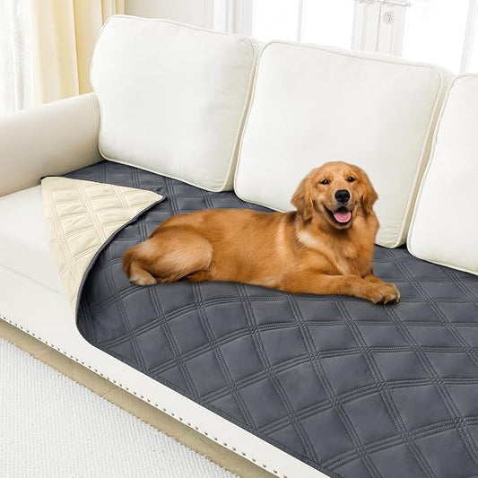 Smiry Waterproof Dog Bed Cover, Reversible Pet Blanket for Sofa Couch | Soft Washable Dog Blanket, Leakproof Couch Cover for Dogs Cats & Furniture Protection, 30x70, Dark Grey/Beige by Smiry