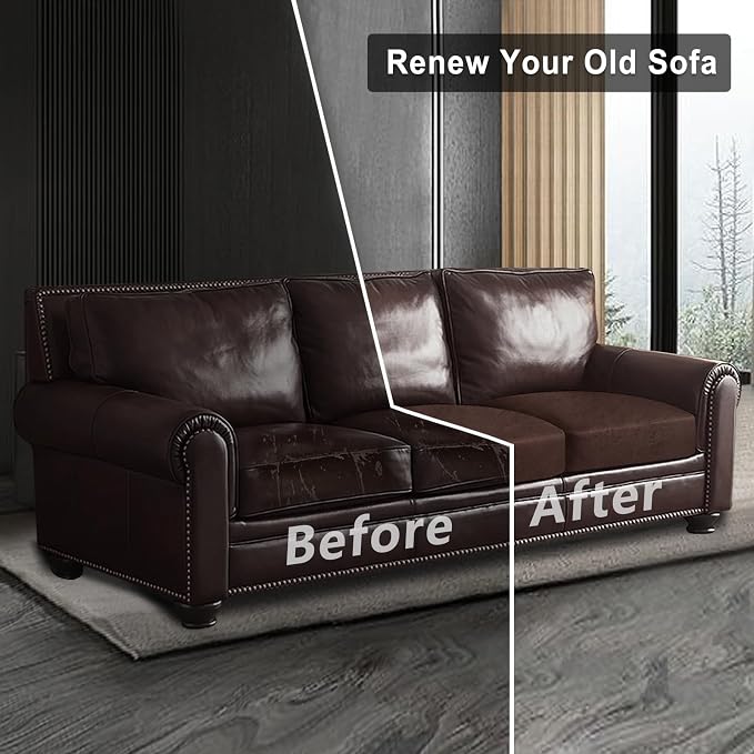 ANARACHON Leather Look Couch Cushion Covers Sofa Seat Slipcovers Sets Couches Furniture Protector for Sectional Armchair Loveseat Pets Kids Stretch Spandex Fabric (3 Cushion Sofa, Chocolate) - Image 8