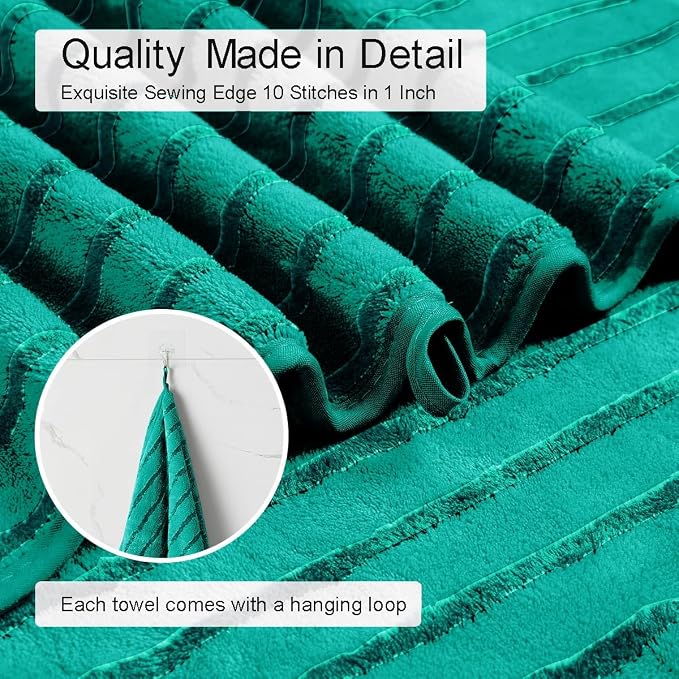 Mistyrose Bath Towels,8 Pack Large Bath Towels Set Super Absorbent Microfiber Bath Sheets-2 Oversized Bath Sheets 2 Hand Towels 4 Washcloths for Family Hotel Spa Gym(Emerald Green) - Image 7