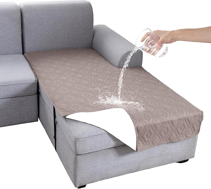 Genina 100% Waterproof Sectional Couch Covers for L Shaped Chaise Lounge Right, Anti-Slip Sectional Cover Furniture Protector Couch Cover for Dogs Pets, 1 Piece (Taupe, Right Chaise Cover) by Genina