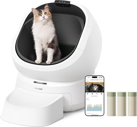 PETLIBRO Automatic Cat Litter Box with AI Waste Analysis, Self Cleaning Cat Litter Box with 55 Count Litter Liners, Smart Luma Litter Box with Auto Odor-Control, Multi-Cats Recognition, Usage Tracking by Unknown