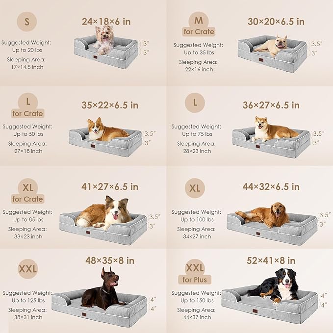 EHEYCIGA Orthopedic XXL Dog Bed, Waterproof Washable XL Big Pet Bed 48" | Non-Slip Bottom and Egg-Crate Memory Foam Extra Large Pet Couch Bed with Washable Removable Cover, Grey - Image 2