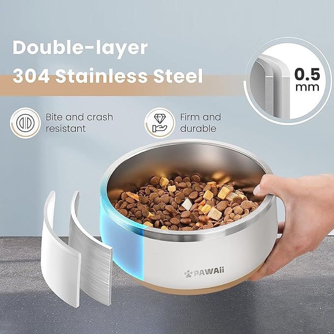 Pawaii Dog Bowl,68 oz Stainless Steel Food and Water Bowl,ID Tag,1 Pack | Double-Wall Design,Non-Slip Rubber Base,Dishwasher Safe,Smooth Open Design, Not a Slow Feeder,Easy-Rinse Interior - Image 2