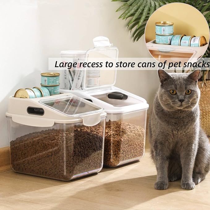 Fhiny 5.5LB Dog Food Storage Container, Airtight Pet Treat Bin Translucent Dry Food Grain Storage Barrels Sealed Bucket Moisture-Proof Plastic Cat Puppy Food Bin with Seal Locking Lid Keep Fresh - Image 4