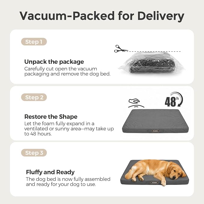 Sytopia Outdoor Dog Bed for Extra Large Dogs (90 lbs), Waterproof Orthopedic Pet Bed with Removable Washable Cover, Indoor Outdoor Dog Mat for Patio, Crate, Camping, Travel & Home, Gray - Image 6