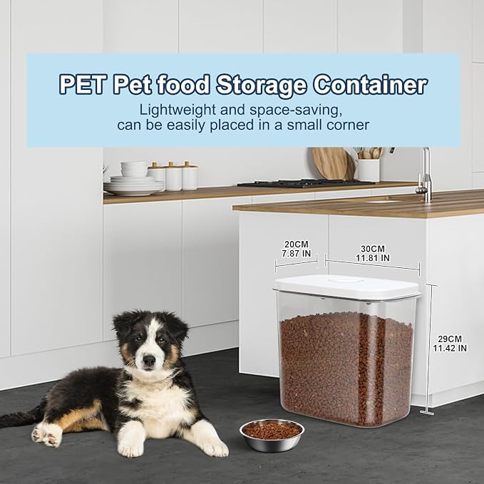 12 lbs Airtight Dog Cat Food Storage Container and Dog Treat Containers BPA-Free, PET Clear Stackable Pet Storage Bin, 1-Cup Scoop, 1-Sponge cleaning brush, Pop Top, With handle, Easy Mobility-large - Image 2
