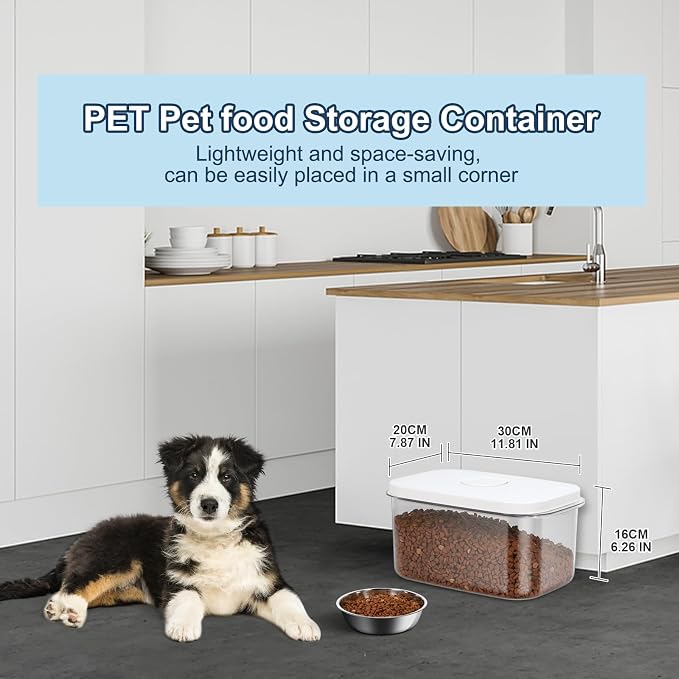6 lbs Airtight Dog Cat Food Storage Container and Dog Treat Containers BPA-Free, PET Clear Stackable Pet Storage Bin, 1-Cup Scoop, 1-Sponge cleaning brush, Pop Top, With handle, Easy Mobility-Medium - Image 2
