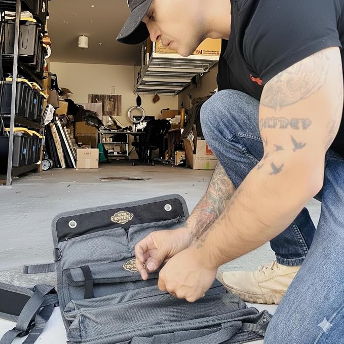 Ryker PRO Heavy Duty Motorcycle Tool Roll Up Bag w/Socket Wrench Organizer | Official Off Road Roll Up Tool Bag Waterproof Pouches and Pocket Labels. Overland Gear Tools Bag Kit for Contractor, Mechanic - Image 7