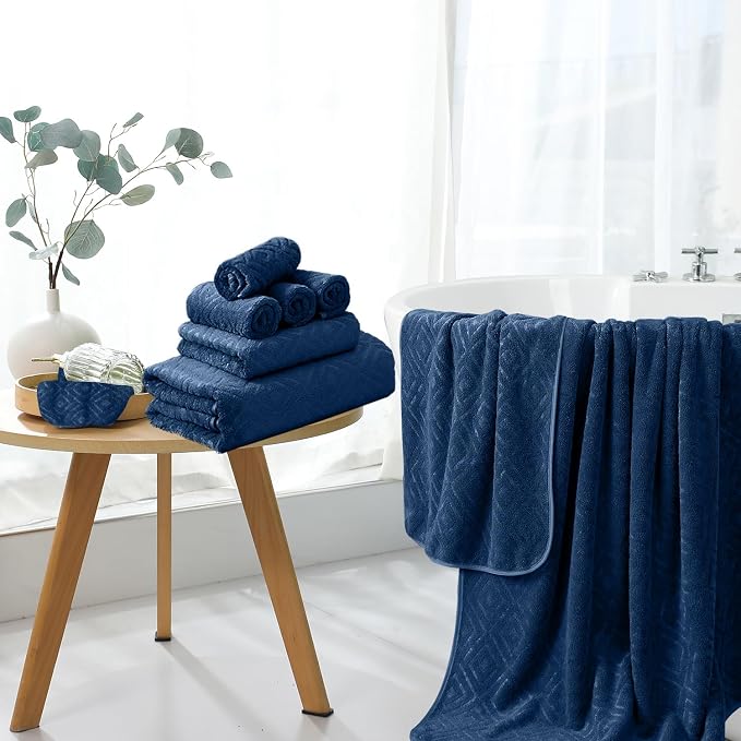 Bath Towel Set of 4 Extra Large Bath Sheet 35"x70" Oversized Bath Towel Soft Microfiber Bathroom Towel for Adults Highly Absorbent Quick Dry Towel Set for Bathroom,Hotel,Shower Towel Bath Sheet Navy - Image 3