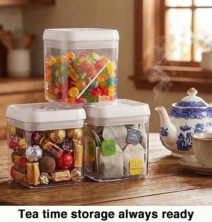 Felli Flip Tite Food Storage Container 4" Small Size Airtight Lid Lock Top, Stackable Kitchen Canister for Space Saving, Pantry Fridge Cupboard Organizer, Spice Seasoning Pet Treats Snack (0.5 qt) - Image 9