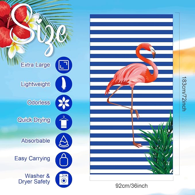 Redbaker 16 Packs 72 x 36 Inches Oversized Mixed Style Beach Towel Bulk Extra Large Pool Towels Set Microfiber Quick Dry Swim Towel Blanket for Women Men Adult Bath Travel(Fresh Colors) - Image 2