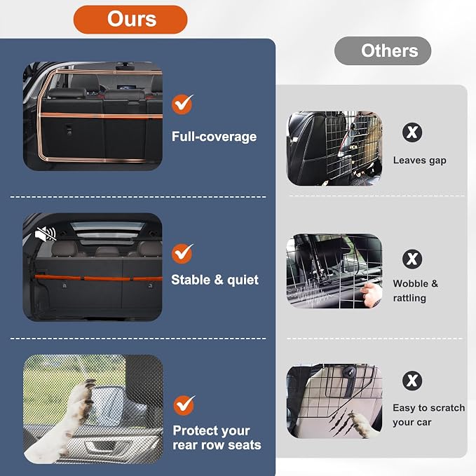 Dog Barrier Car SUV 56" Wide Gate Divider for Seats & Cargo Area | Sturdy Escape-proof See Through Net Mesh Pet Car Barrier Foldable Gate Divider for Trucks, Large SUV & Full Sized Vehicles - Image 4