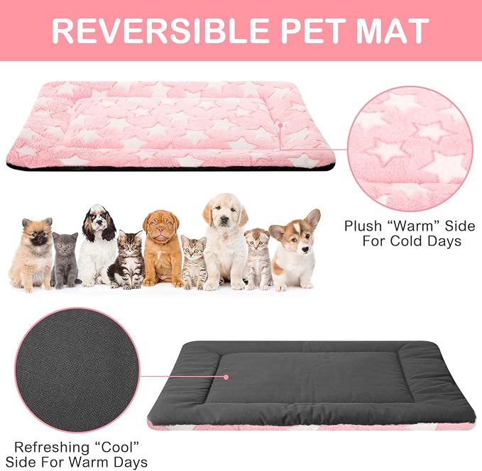 VitalCozy 4 Pcs Dog Crate Pads, Ultra Soft Warm Washable Anti-Slip Kennel Bed Mat for Pets, Reversible, Replaceable, Cage Liner for Small Medium Large Dogs and Cats(18 x 24 x 1.6 Inch,Star,Colorful) - Image 2