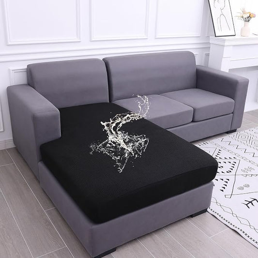 hyha Waterproof Sectional Couch Covers, Non Slip Sofa Cushion Covers | L Shape Sectional Fit, Stretch Jacquard Fabric, Elastic Bottom, Waterproof Protection (1 Piece for Chaise XL) by hyha
